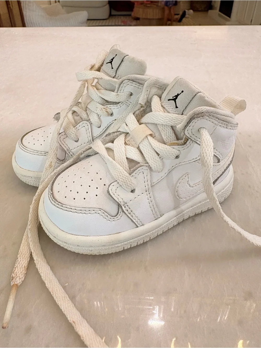 Jordan Kids White High-Top Sneakers with Black Jumpman